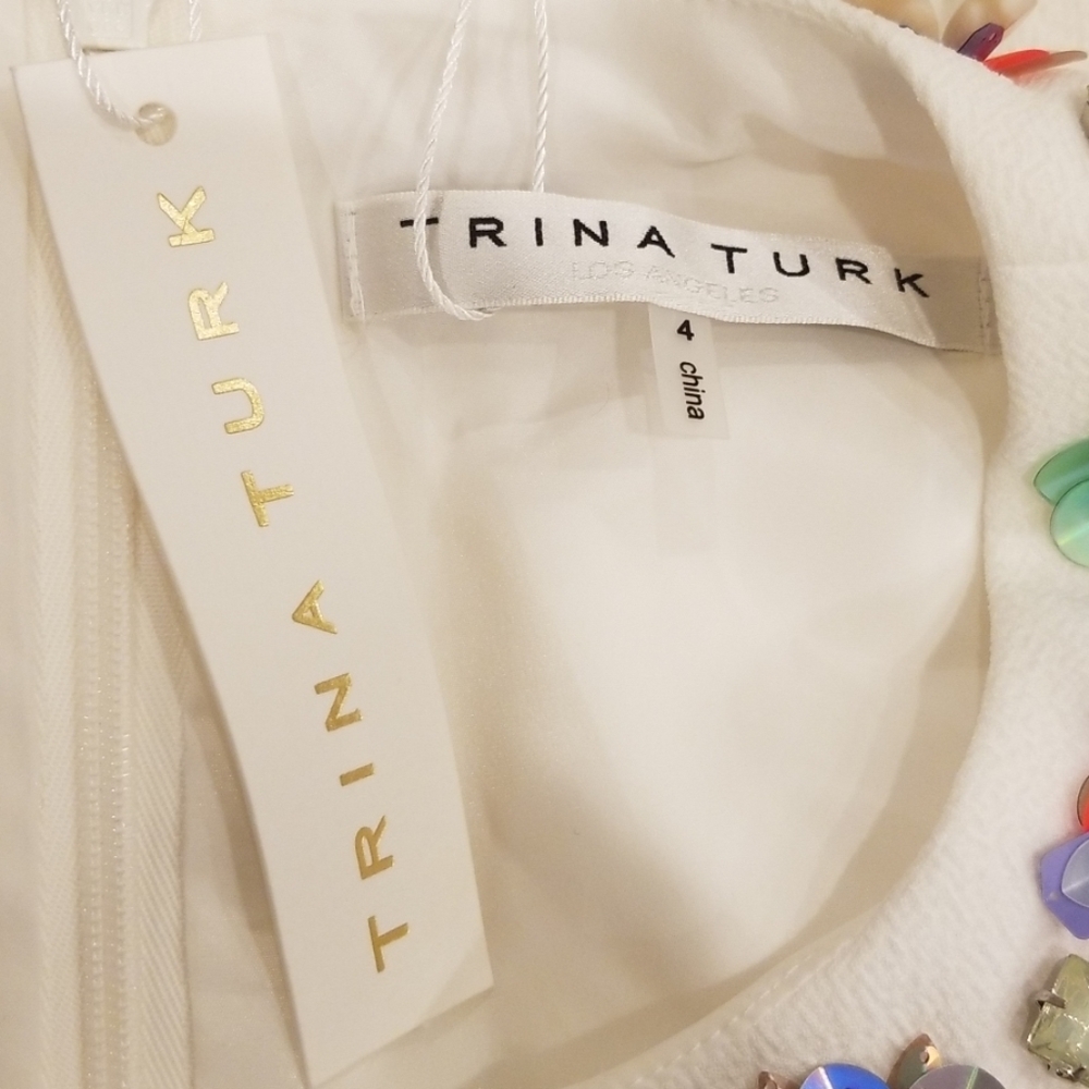 NWT! TRINA TURK Size 4 White Sleeveless Dress - Picture 6 of 7